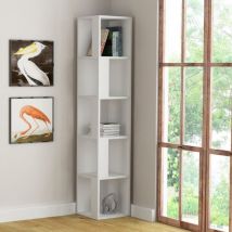 Libreria Angolare Bianca 5 Ripiani 31,4x31,4x158,9 cm