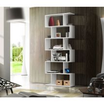 Zenzero Shop - Libreria soggiorno book, bianco lucido e opaco, 6 ripiani, made in Italy