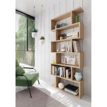 Bibliothèque 80x25x192 cm chêne canadien avec six étagères - Minore
