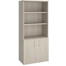 Bibliothèque haute h 182 x l 80 cm avec portes basses chêne gris– Arch - Maxiburo