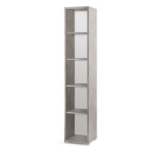 Sarmog - Bibliothèque haute moderne en bois Beton Cemento avec quatre étagères 39x41x h199 cm