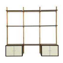 Bibliotheque, etagere de Rangement,, pour Salon, Bureau, Style Industriel Retro Vintage, 178 x 196 x 35 cm, 7 tablettes et 2 caissons en decor chene