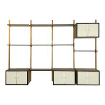Sodiake - Bibliotheque, etagere de Rangement, pour Salon, Bureau, Style Industriel Retro Vintage, 178 x 262 x 35 cm, 8 tablettes et 4 caissons en