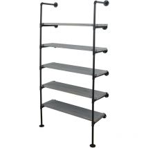 Tagère de rangement HWC-C45, design industriel 165x80x28cm - gris