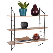 Etagère, Bibliothèque murale Ella avec trois étagères Noir en Metal, boite a design