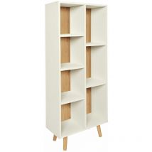 Toilinux - Bibliothäque Suzanne avec 7 niches de rangement en mdf et bois de Hàtre