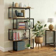 Mondeer - Bibliothèque-Étagère de Rangement-Bibliothèque à 5 Niveaux, style Industriel, pour Salon, Chambre, Bureau,en Métal, Marron