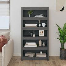 Bonnevie - Bibliothèque Étagère de Rangement - pour Bureau Salon Chambre Cuisine Gris 80x35x154 cm Bois de pin massif BV912674 Gris
