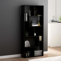 Bibliothèque Étagère de Rangement - pour Bureau Salon Chambre Cuisine Noir 67x24x161 cm Aggloméré BV739803