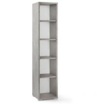 Sarmog - Bibliothèque étroite moderne en bois Beton Cemento avec quatre étagères 39x41x h182 cm