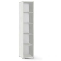 Sarmog - Bibliothèque étroite moderne en bois Oxide White avec quatre étagères 39x41x h182 cm