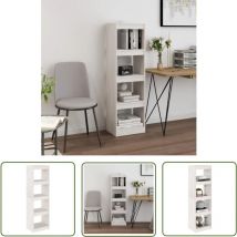 The Living Store Bibliothèque/Séparateur de pièce Blanc 40x30x135,5cm Pin massif - Bibliothèque Blanche - Bibliothèque Bois - Étagère Bois - Meuble