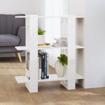 Bonnevie - Bibliothèque/Séparateur de pièce Étagère de Rangement - pour Bureau Salon Chambre Cuisine Blanc brillant 80x30x87 cm BV585522 Blanc