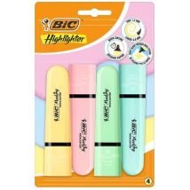 Bic Tank Highlighters Chisel Tip 1.2mm Pastel Yellow Pink Green & Blue Colours (