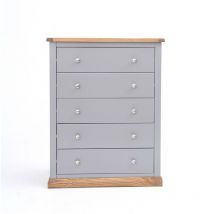 Cabinet Bits - Biccari 5 Drawer Chest of Drawers Chrome Knob - Grey