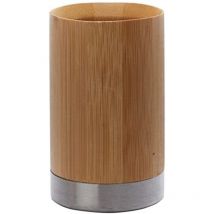 Portaspazzolino in bambù e acciaio inox 'Bonja', bicchiere porta spazzolino da denti, portaspazzolini, ca. 7 x 7 x 11,3 cm, marrone' - Axentia