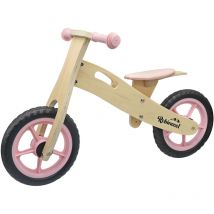 Robincool - Bicicletta Senza Pedali Montessori Little Pilot 85x37x52 cm Triciclo in Legno Eco Regolabile 3 Altezze Color Rosa