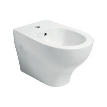 Azzurra - Bidé suspendido monoforo blanco brillante de cerámica 34,5x53 cm Ceramica Pratica