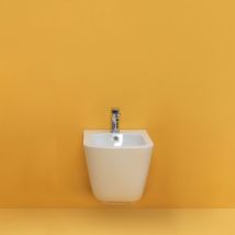 Bidet sospeso tribeca monoforo bianco lucido rubinetteria esclusa