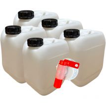 Negomix - Lot de 5 x Jerrican Bidon Plastique 10 l Litres avec Bouchon Étanche et 1 Robinet Verseur