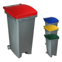 Bidone tata color per differenziata lt. 80 - cm. 38X50X80 h col. rosso/grigio