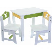Set di sedute per bambini in legno Bieco Spring, set di 3 set di sedute bambini tavolo bambini con sedie tavolo gioco bambini set di sedute per