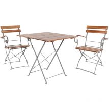 Biergarten Set klappbar 70x70cm + 2 Stk Klappstuhl mit Armlehne-MBG1004+2xMBG1001