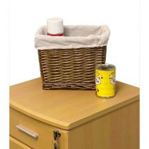Topfurnishing - Small Wicker Willow Storage Basket With Cloth Lining [Oak Medium: 28x20x21cm] - Oak