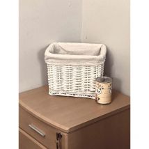 Topfurnishing - Small Wicker Willow Storage Basket With Cloth Lining [White Medium 28x20x21cm]