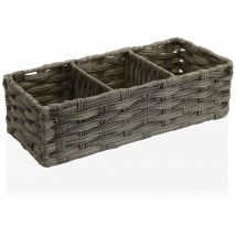 Bigbuy - Cesta versa gris 3 compartimentos polietileno (15,2 x 10,2 x 35,6 cm)