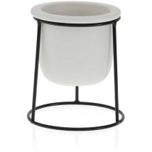 BigBuy Home Maceta Versa Blanco Metal Cerámica Plástico Cuadrado Minimalista 10,5 x 14,5 x 10,5 cm