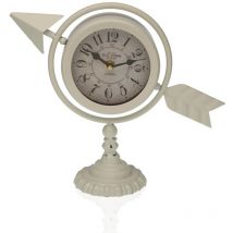 Bigbuy - Reloj de mesa versa blanco flecha completa metal (23 x 16 x 8 cm)