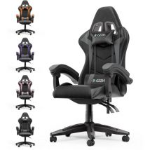 Bigzzia - Gaming chair pc chair - Computer Ergonomic Video Game Chair - Heavy Duty Reclining Swivel Chair with Pillow and Lumbar Cushion - Grey