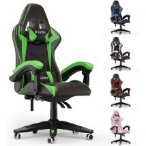 Bigzzia - Gaming Chair Office Chair Desk Chair Swivel Heavy Duty Chair Ergonomic Design with Cushion and Reclining Back Support (Black and Green)