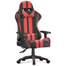 Bigzzia Gaming Chair - High Back Racing Office Computer Chair Ergonomic Video Game Chair with Height Adjustable Headrest and Lumbar Support for