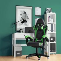 Bigzzia Gaming Chair Office Chair Desk Chair Swivel Heavy Duty Chair Ergonomic Design with Cushion and Reclining Back Support (Black and Green)