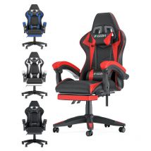 Bigzzia - Sedia da gaming con Poggiapiedi, ergonomica, per gamer Sedie da gamer con cuscino lombare e poggiatesta, regolabile in altezza, sedia per