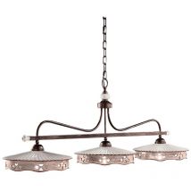 Ferroluce - Lampadario Classico Alessandria Ferro e Ceramica Nero Sfumato Rame 3 Luci E27
