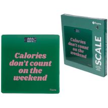 Bilancia da bagno "Le Calorie Non Contano Nel Fine Settimana" – 30 x 30 x 2.5 cm – Vetro temperato – Fisura