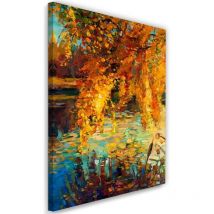 Bild auf Leinwand, Gemalter Herbst am See - 40x60