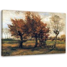 Bild auf Leinwand, Herbstlandschaft mit vier Bäumen – Reproduktion von v. van Gogh – 60 x 40