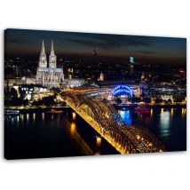 Bild auf Leinwand, Kölner Dom und Brücke - 60x40