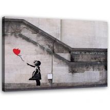 Feeby - Bild auf Leinwand, Wandgemälde Banksy Girl with a Balloon - 90x60