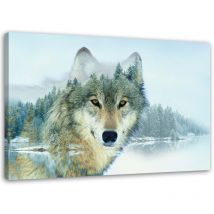 Feeby - Bild auf Leinwand, Wolf vor dem Hintergrund der Berge - 60x40