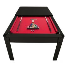 Billard Américain AMBIANCE 7Ft - 226,5 x 126,5 x 80 cm avec accessoires et plateau dînatoire - Couleur Noir