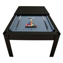Billard Américain AMBIANCE 7Ft - 226,5 x 126,5 x 80 cm avec accessoires et plateau dînatoire - Couleur Noir