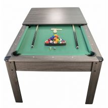 Billard Américain ambiance 7Ft - 226,5 x 126,5 x 80 cm avec accessoires et plateau dînatoire - Gris