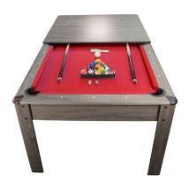 Billard Américain ambiance 7Ft - 226,5 x 126,5 x 80 cm avec accessoires et plateau dînatoire - Gris