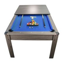 Billard Américain ambiance 7Ft - 226,5 x 126,5 x 80 cm avec accessoires et plateau dînatoire - Gris