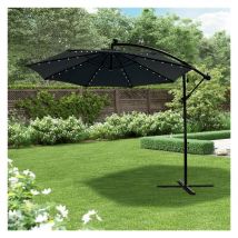 BillyOh 2.7m Crank and Tilt Parasol 8 Ribs with LED Lights - Black